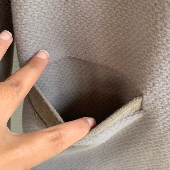 Club Monaco Gray Wool & Leather Long Coat Women's Small Lined Pockets Classic - Picture 6 of 16